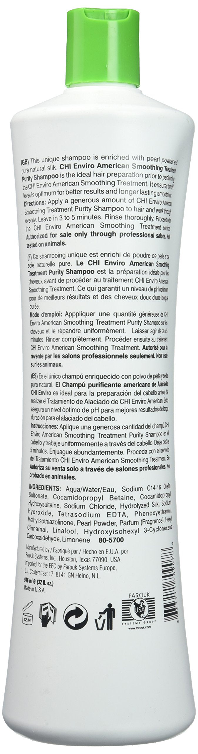 CHI Enviro American Smoothing Treatment Purity Shampoo, 32 Ounce